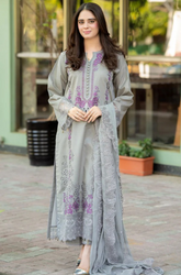 Mushq - Winter 3PC Dhanak ChickenKari Embroidered Suit- SS0289